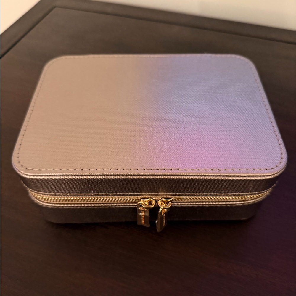 BaubleBar Metallic Jewelry Case with Gold Zipper